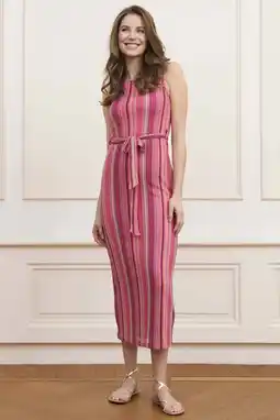 Wehkamp Lofty Manner Lange maxi jurk met streepprint roze aanbieding