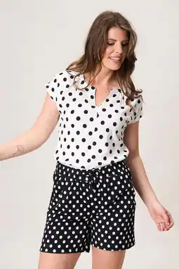Wehkamp Miss Etam blousetop met stippen - ecru aanbieding