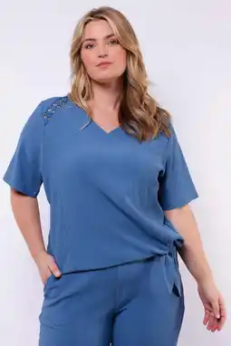 Wehkamp Exxcellent top blauw broderie aanbieding