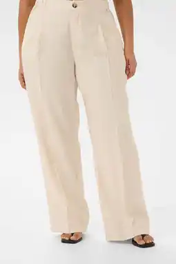 Wehkamp Kaffe Curve straight regularwaist broek ecru aanbieding
