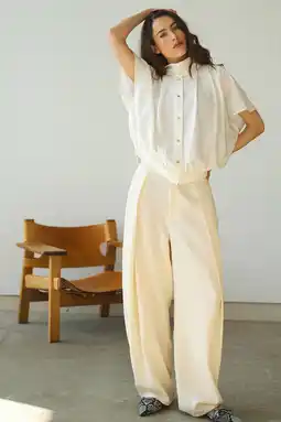 Wehkamp Gossia barrel broek met linnen - ecru aanbieding