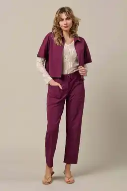 Wehkamp Co Woman straight regularwaist broek donkerrood aanbieding