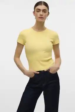 Wehkamp VERO MODA jersey T-shirt lichtgeel aanbieding