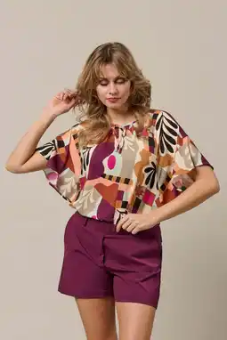 Wehkamp Co Woman top met print - beige aanbieding