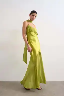 Wehkamp TOPSHOP satijnen A-lijn jurk groen aanbieding