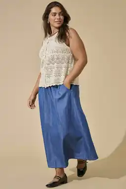 Wehkamp ONLY CARMAKOMA maxi rok Plus Size - blauw aanbieding