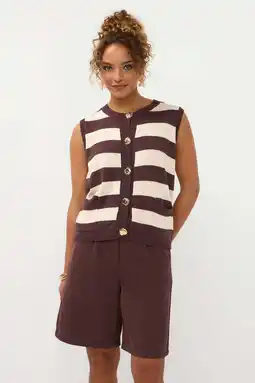 Wehkamp Ydence gestreept vest gebreid bruin aanbieding