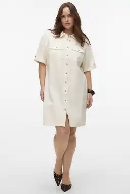Wehkamp VERO MODA CURVE spijkerjurk ecru aanbieding