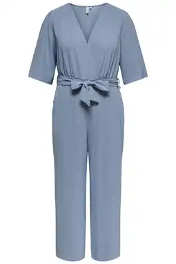Wehkamp ONLY CARMAKOMA jumpsuit lichtblauw met glitter aanbieding