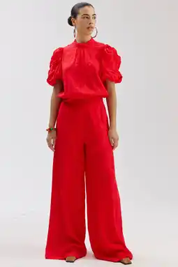 Wehkamp HARPER & YVE wide leg highwaist gebloemde broek rood aanbieding