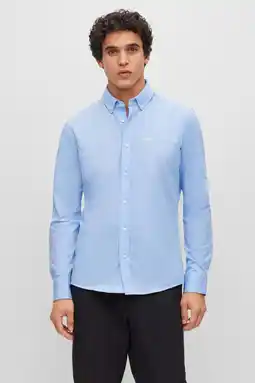Wehkamp BOSS regular fit overhemd light/pastel blue aanbieding