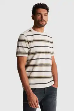 Wehkamp Cast Iron regular gestreepte T-shirt gebreid ecru aanbieding