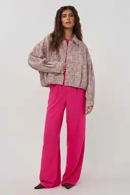 Wehkamp Studio AMAYA straight highwaist broek met linnen roze aanbieding