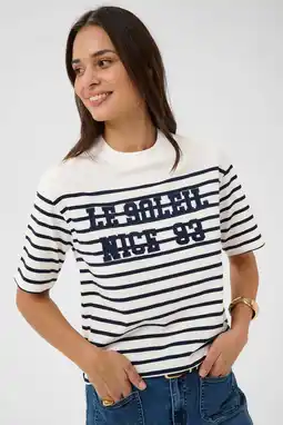 Wehkamp Kaffe gestreept T-shirt wit aanbieding