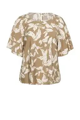 Wehkamp Kaffe Curve gebloemde blousetop bruin aanbieding