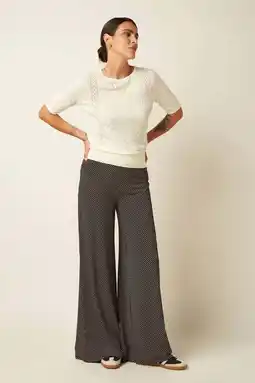 Wehkamp King Louie wide leg highwaist broek met stippen zwart aanbieding