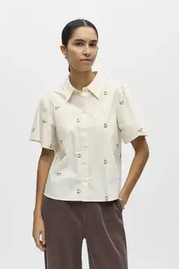 Wehkamp OBJECT gebloemde blouse ecru aanbieding