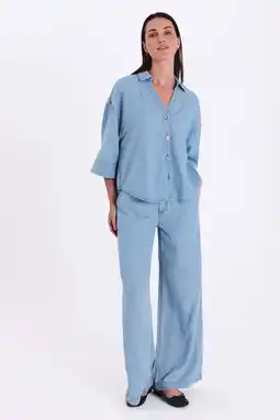 Wehkamp FREEQUENT blouse light blue denim aanbieding