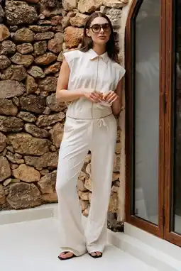 Wehkamp Co Woman straight regularwaist broek ecru aanbieding