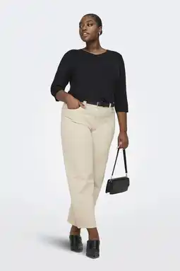 Wehkamp ONLY CARMAKOMA highwaist straight leg jeans ecru aanbieding