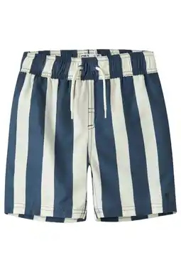 Wehkamp NAME IT KIDS gestreepte zwemshort donkerblauw/wit aanbieding