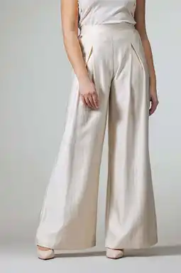 Wehkamp LabeL DOT highwaist palazzo broek ecru aanbieding