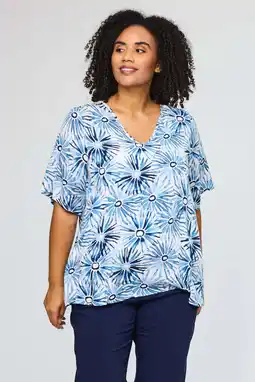 Wehkamp STUDIO gebloemde top blauw aanbieding