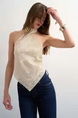 Wehkamp TOPSHOP regular fit gehaakte top - ecru aanbieding