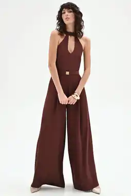 Wehkamp Rinascimento jumpsuit met ceintuur - donkerbruin aanbieding