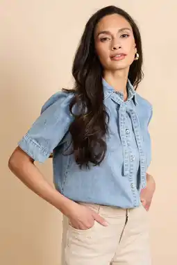 Wehkamp G-maxx blouse light blue denim aanbieding