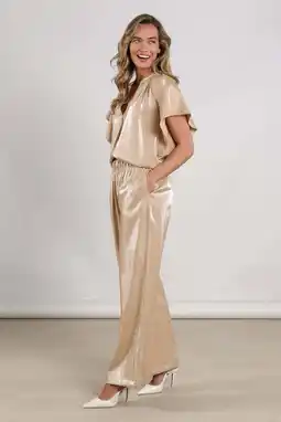 Wehkamp NUKUS wide leg regularwaist broek zand aanbieding