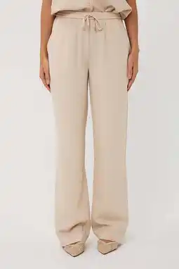 Wehkamp Esqualo wide leg regularwaist broek beige aanbieding