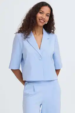 Wehkamp ICHI cropped blazer lichtblauw aanbieding