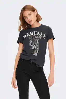Wehkamp ONLY T-shirt ONLLUCY met printopdruk zwart aanbieding