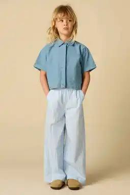 Wehkamp Sissy-Boy wide leg highwaist gestreepte casual broek lichtblauw aanbieding