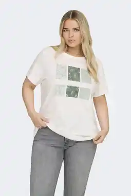 Wehkamp ONLY CARMAKOMA T-shirt ecru aanbieding