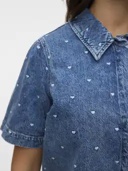 Wehkamp VERO MODA CURVE blouse met hartjes medium blue denim aanbieding