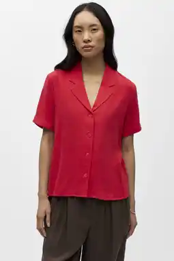 Wehkamp OBJECT blouse met linnen rood aanbieding