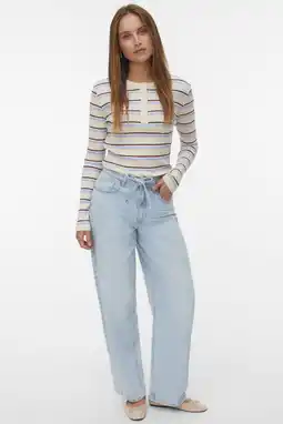 Wehkamp VERO MODA VMESTELLE highwaist barrel jeans light blue denim aanbieding