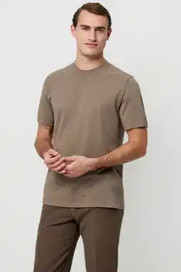 Wehkamp Profuomo regular T-shirt lichtbruin aanbieding