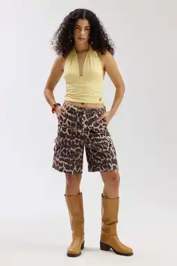 Wehkamp HARPER & YVE denim regularwaist short met dierenprint bruin aanbieding