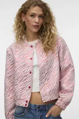 Wehkamp VERO MODA bomberjack met zebraprint lichtroze aanbieding