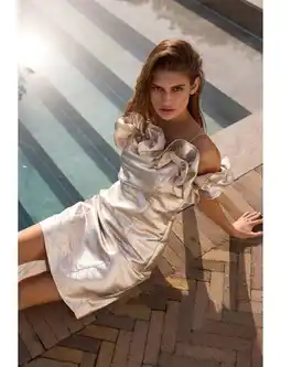 Wehkamp Bruuns Bazaar off shoulder jurk zilver aanbieding