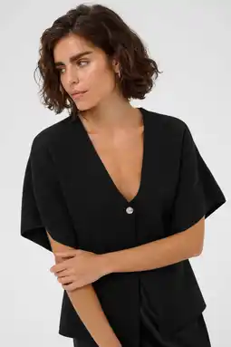 Wehkamp Kaffe gebreid vest zwart aanbieding