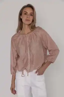 Wehkamp Poools gebloemde blouse zalm met lurex aanbieding