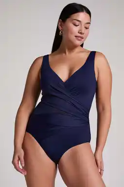Wehkamp Hunkemöller corrigerend badpak Shell Mesh donkerblauw aanbieding