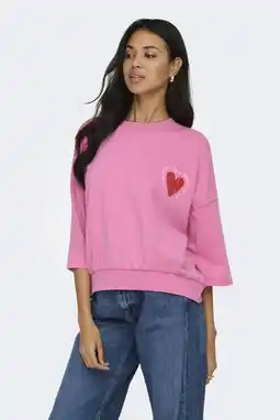 Wehkamp ONLY sweater met backprint roze aanbieding