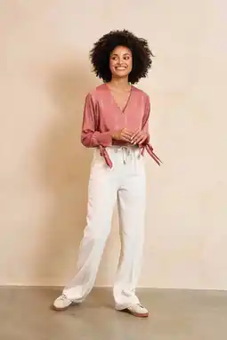 Wehkamp Lofty Manner straight highwaist casual broek ecru aanbieding