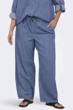 Wehkamp ONLY CARMAKOMA regularwaist casual broek met krijtstreep blauw aanbieding