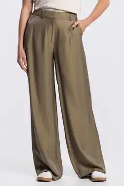 Wehkamp JANSEN Amsterdam wide leg highwaist pantalon olijfgroen aanbieding
